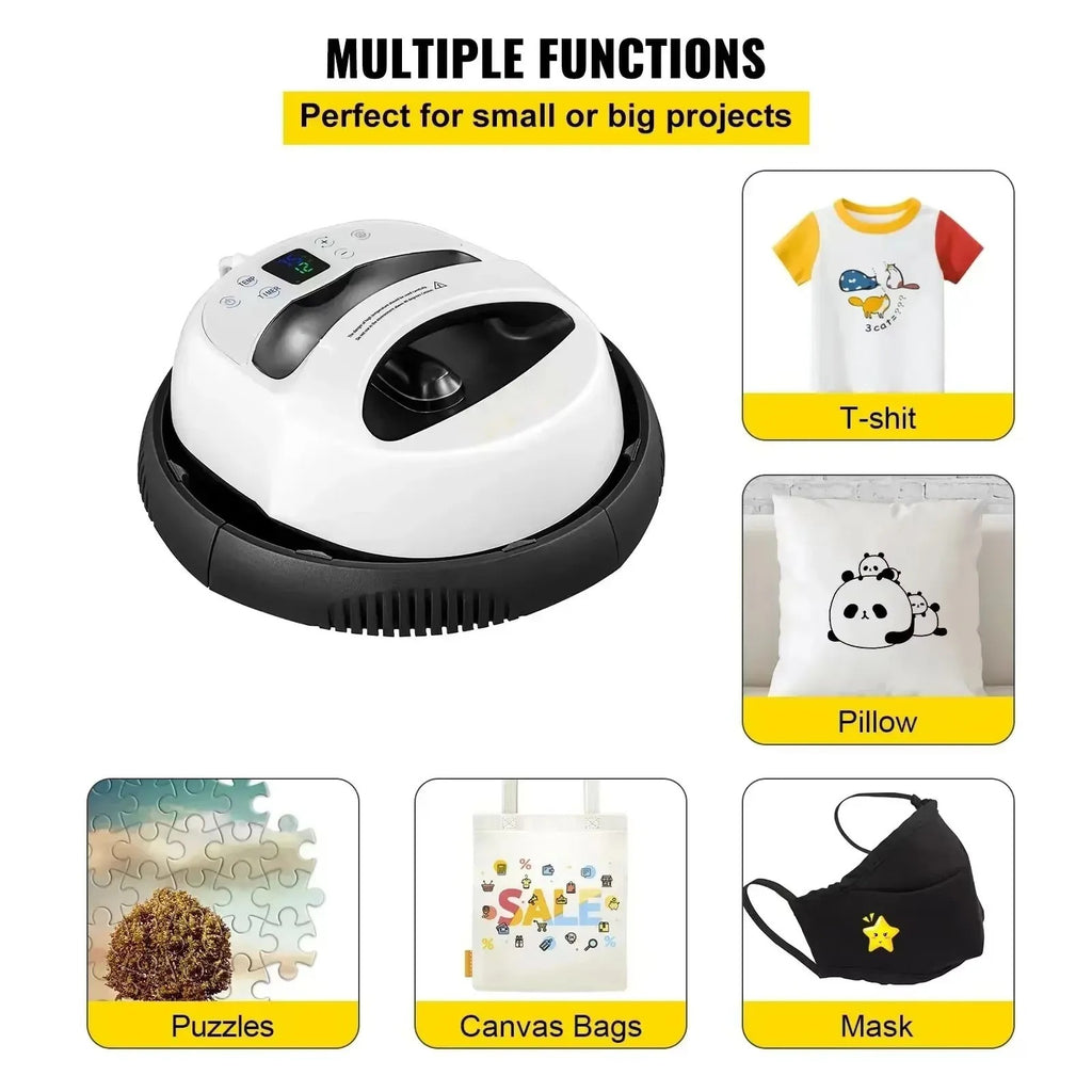 SIHAO 30x23cm 5-in-1 Heat Press Machine Digital Fast Heating 350°F Adjustable Pressure Sublimation Transfer Printer for Tshirt Mug Cap Plate