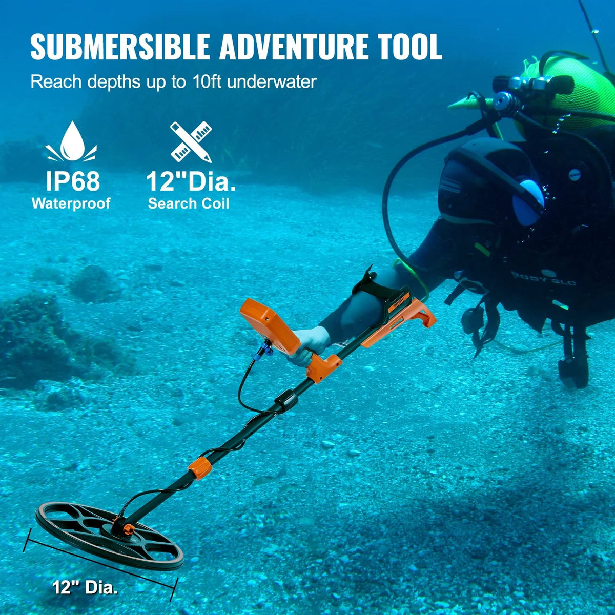 SIHAO 12" Waterproof Metal Detector – 7 Modes, Rechargeable, Ready for Treasure