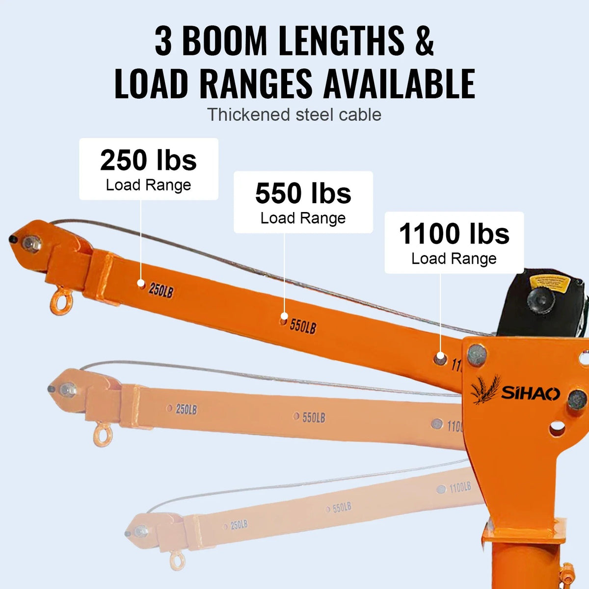 SIHAO 3500lbs Truck Crane with 1100lbs Electric Winch – 360° Swivel Folding Boom, Vehicle-Mounted Hoist for Pickup Truck & Trailer Loading
