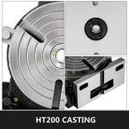 SIHAO 8"/200mm Rotary Table – Horizontal/Vertical Mount, MT-3 Spindle, 360° Swivel Base with 3 or 4 T-Slots, Heavy-Duty for Precision Milling & Drilling