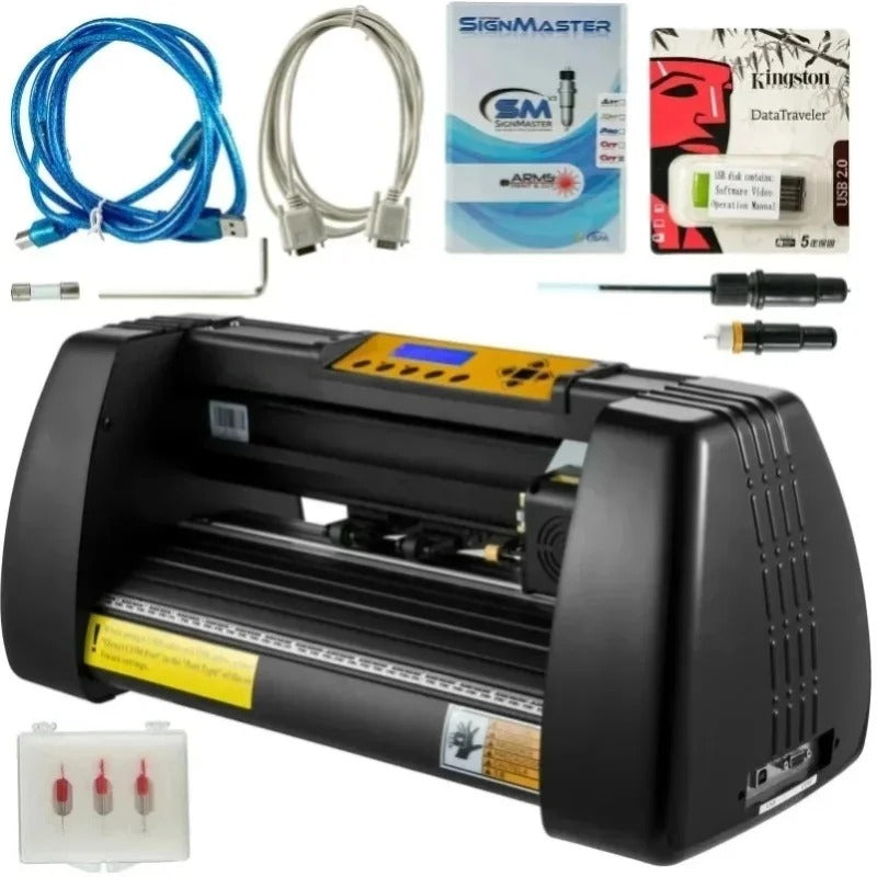 SIHAO 14-Inch Vinyl Cutter & Plotter – Desktop Cutting Machine with 3 Blades + Pen Holder, Software-Controlled for Signs, Decals & Stickers