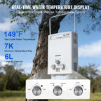 SIHAO 6L Portable Tankless Gas Water Heater with Digital Display & Shower Head – Propane Camping Shower, Outdoor Travel Hot Water System with Pressure Regulator