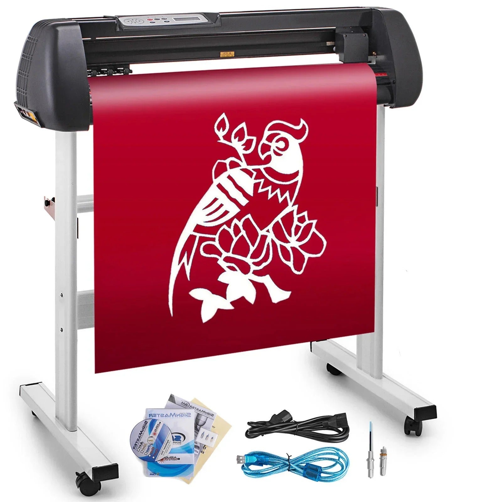 SIHAO 14-Inch Vinyl Cutter & Plotter – Desktop Cutting Machine with 3 Blades + Pen Holder, Software-Controlled for Signs, Decals & Stickers