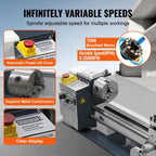 SIHAO 750W Mini Metal Lathe 180×350mm — 4 Inch 3-Jaw Chuck DC Motor Benchtop Metal Turning Machine for Metalworking Projects