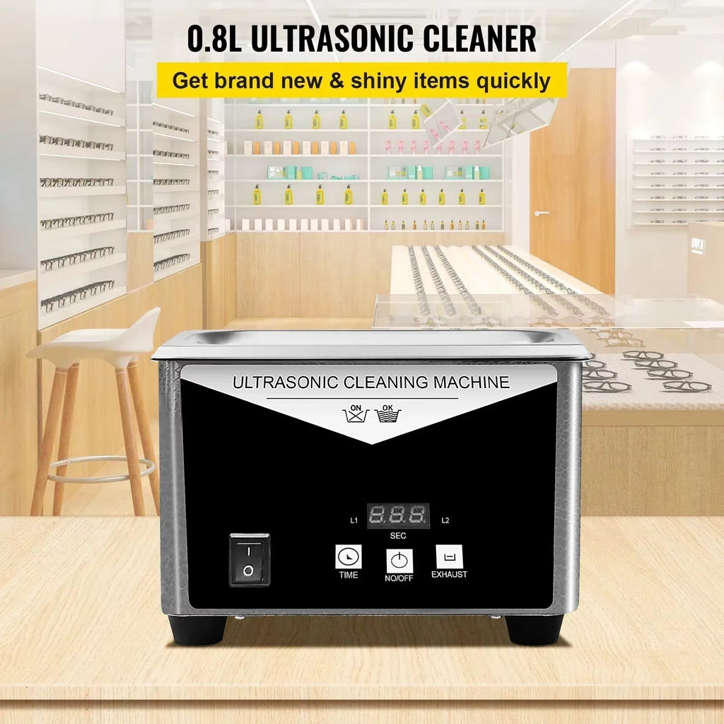 SIHAO 800ml Ultrasonic Cleaner 30W Portable Sonic Bath for Jewelry Glasses Watches Dentures Coins
