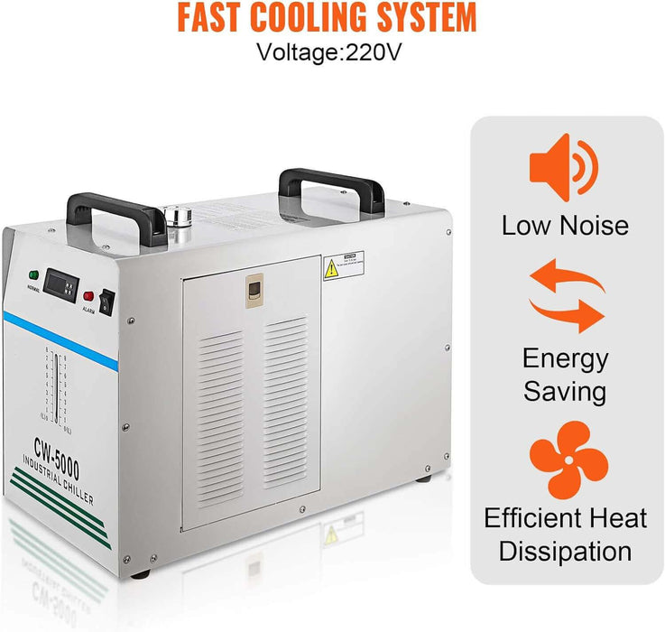 CW-5000 Industrial Water Chiller 6L Water Cooler 0.305kw 0.41hp Water Cooling System for for CNC/ 80W/100W CO2 Laser Engraving - SIHAOTEC Laser