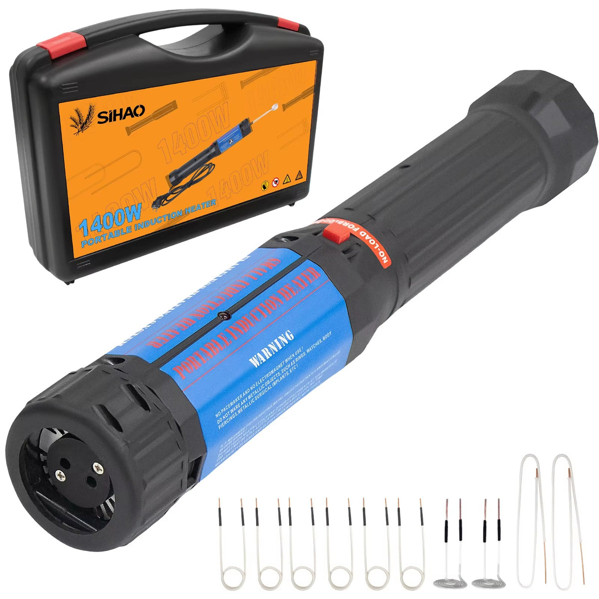 SIHAO 1400W Magnetic Induction Heater Kit, Handheld Nut Buster Tool for Rusty Screw Removing, Car Repair with 10 Coils & Box