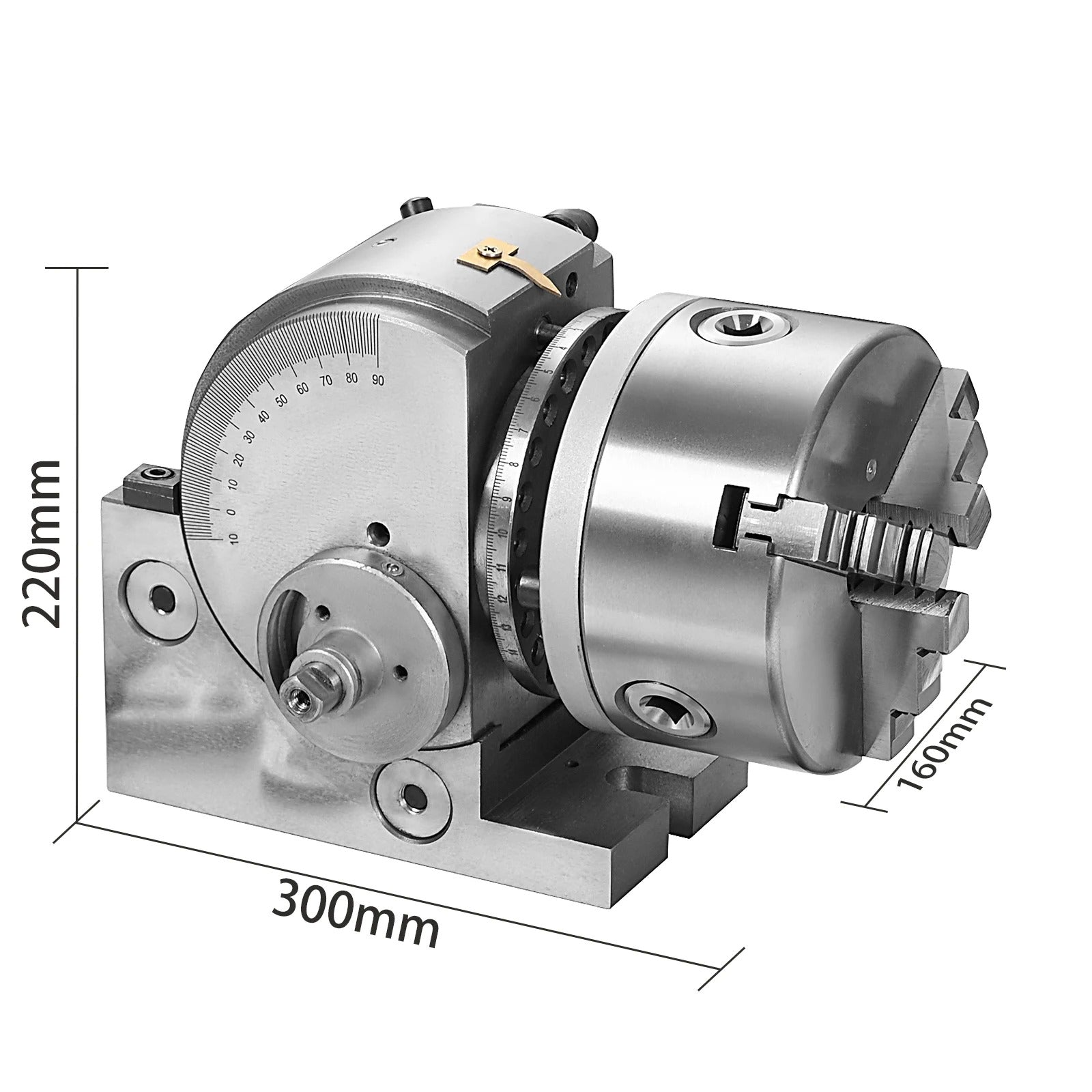 SIHAO Universal Dividing Head with 3-Jaw Chuck & Tailstock – Precision Indexing Head for Milling, Drilling & Grinding, Available in 4", 5" & 6" Chuck Sizes