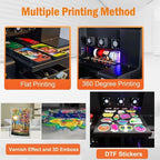 SIHAO A4 UV Printer, DTF UV LED Inkjet Printer with Rotary Attachment, 5760x1440dpi USB, for Bottles Paper Phone Cases PVC