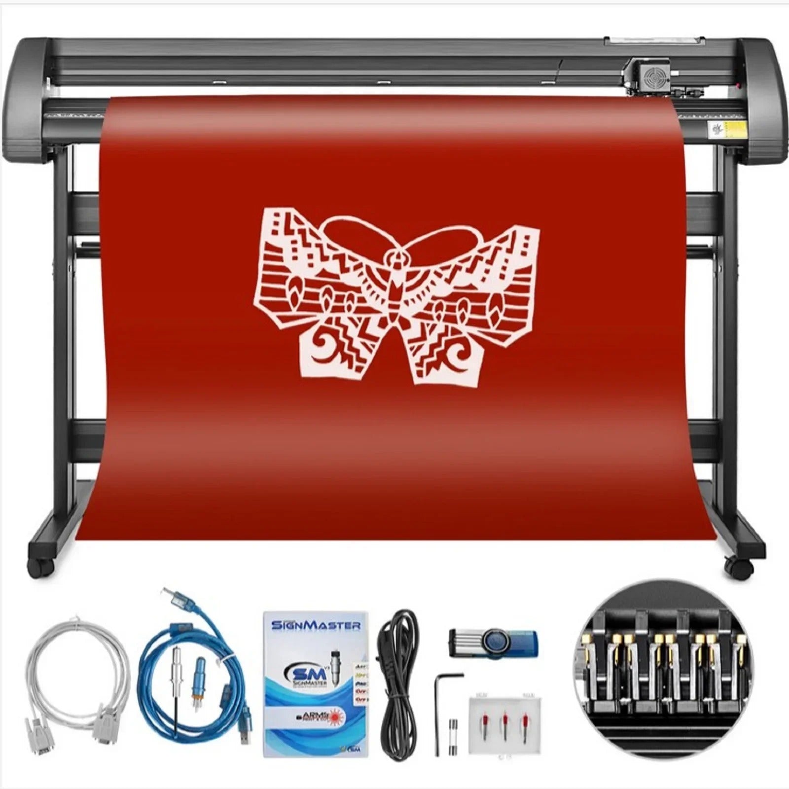 SIHAO 14-Inch Vinyl Cutter & Plotter – Desktop Cutting Machine with 3 Blades + Pen Holder, Software-Controlled for Signs, Decals & Stickers