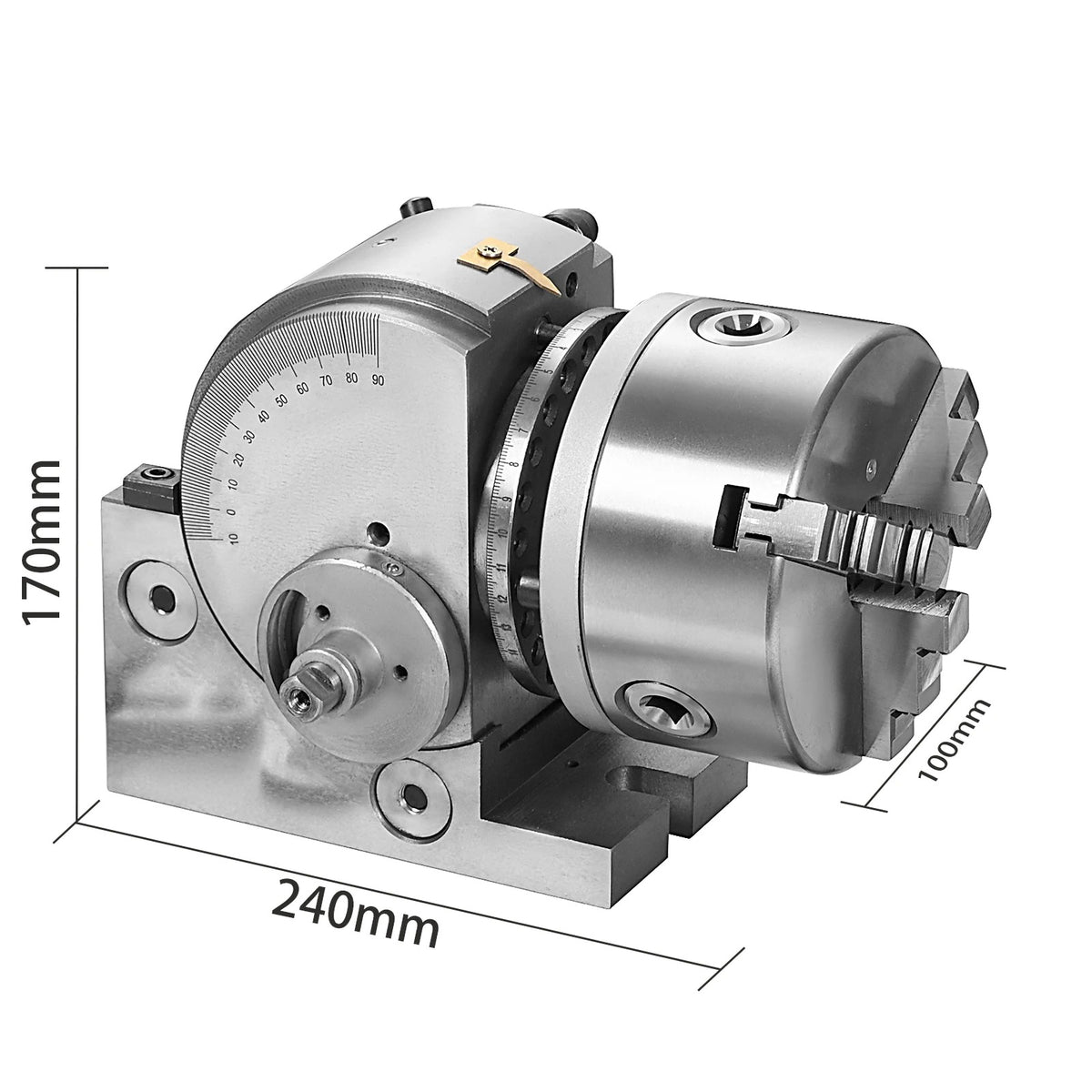 SIHAO Universal Dividing Head with 3-Jaw Chuck & Tailstock – Precision Indexing Head for Milling, Drilling & Grinding, Available in 4", 5" & 6" Chuck Sizes