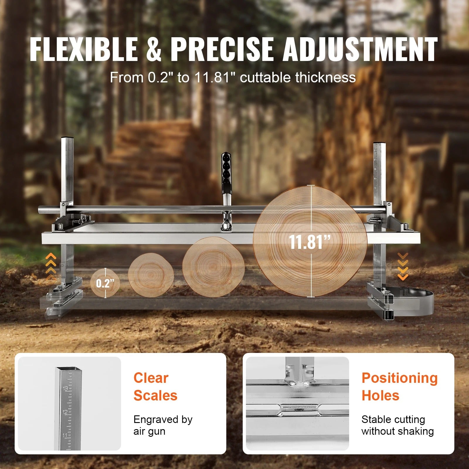 SIHAO 14"-36" Portable Sawmill Attachment – Heavy-Duty Chainsaw Planking Mill with 0.2-11.8" Depth Adjustment for Accurate Log Slicing & Lumber Making