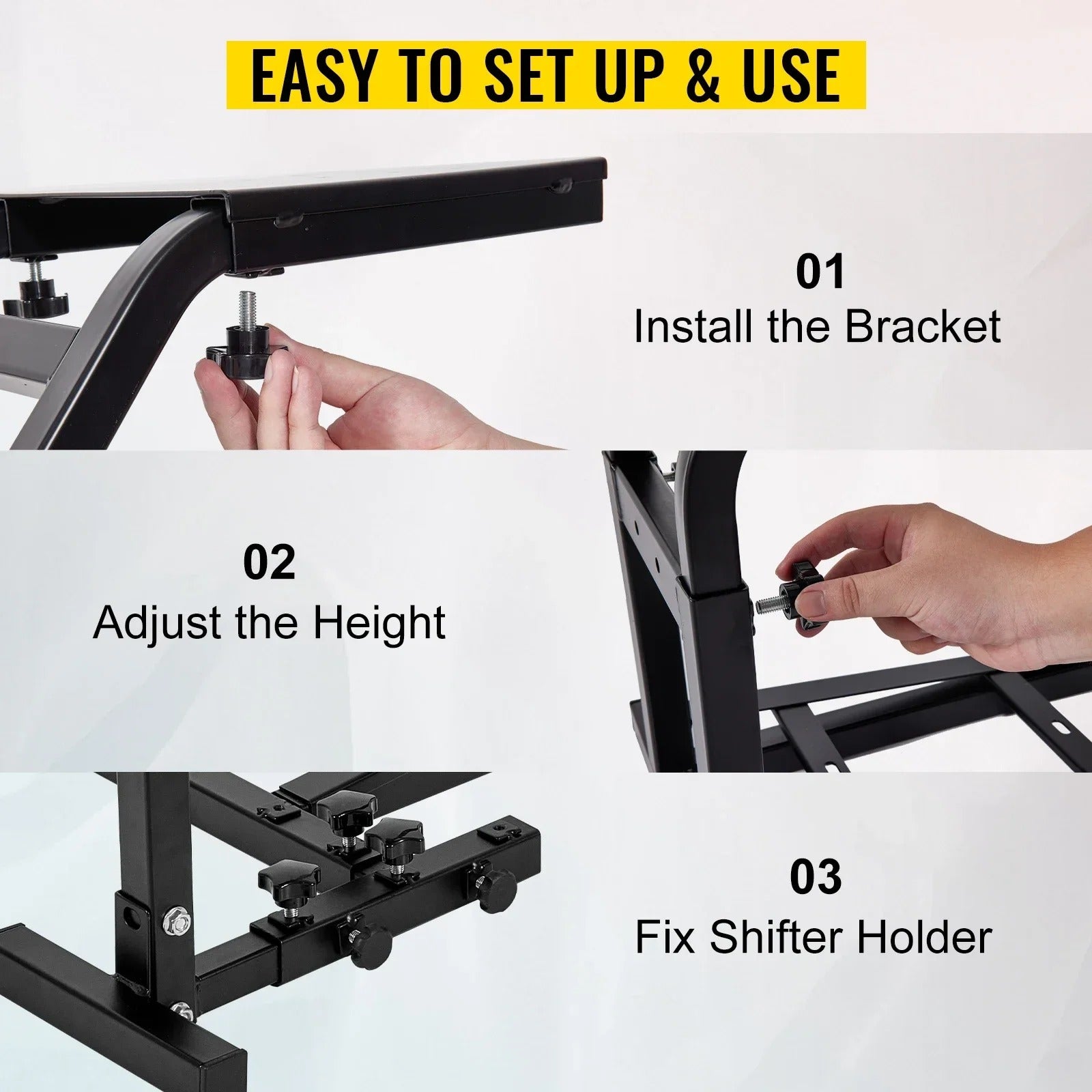 SIHAO Racing Wheel Stand – Adjustable Simulator Cockpit W/ Shifter Mount & Pedal Plate for Logitech G25/G27/G29/G920 & Thrustmaster