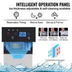 SIHAO 60kg/H Commercial Cube Ice Machine – Heavy-Duty Stainless Steel Unit with Large Storage Bin for Bars, Cafes & Hotels