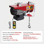SIHAO Heavy Duty Electric Hoist Winch 880-1720 LBS — Portable Power Crane with Wireless Remote & Wired Control