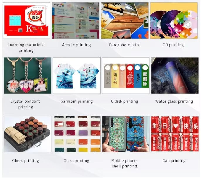 SIHAO A4 UV Printer, DTF UV LED Inkjet Printer with Rotary Attachment, 5760x1440dpi USB, for Bottles Paper Phone Cases PVC