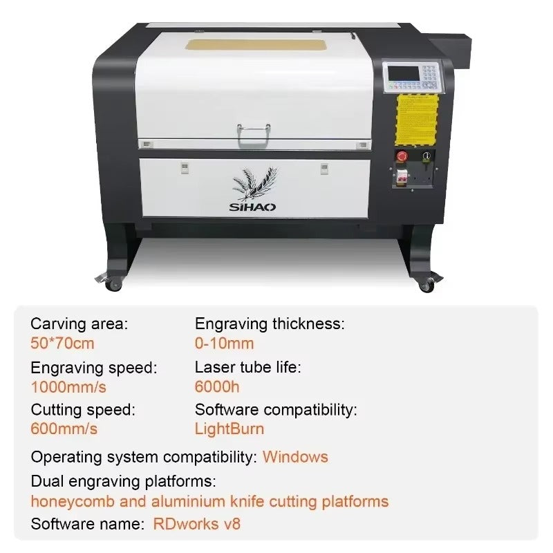 SIHAO CO2 Laser Engraver 60x90cm Laser Cutting Machine with Industrial Digital Control for Wood Acrylic Leather Fabric