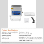 SIHAO 40kHz Ultrasonic Cleaner with Knob Control, Heater & Timer – Available in 2L To 30L Capacities, Ideal for Jewelry, Eyeglasses, Dentures, and Musical Instruments