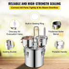 SIHAO Copper & Stainless Steel Moonshine Still – Home Alcohol Distiller with Built-in Thermometer & Condenser for Whiskey, Brandy & Essential Oils