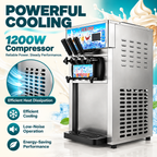 SIHAO ZM-A168 Commercial Soft Serve Ice Cream Machine | 3 Flavors, Pre-Cooling, Tabletop