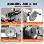 SIHAO 1200W Metal Lathe 220x500mm 0-3000RPM Variable Speed Precision Mini Lathe MT5 MT2 Taper for Engineering Workshop Laboratory Machine Tool