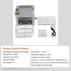 SIHAO 40kHz Ultrasonic Cleaner with Knob Control, Heater & Timer – Available in 2L To 30L Capacities, Ideal for Jewelry, Eyeglasses, Dentures, and Musical Instruments