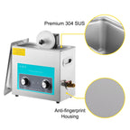 SIHAO 6L Ultrasonic Record Cleaner – 180W 40kHz Deep Cleaning System with Heat, Timer & Analog Knob for 8 Vinyls At Once, Safe for LP Restoration