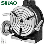 SIHAO 8"/200mm Rotary Table – Horizontal/Vertical Mount, MT-3 Spindle, 360° Swivel Base with 3 or 4 T-Slots, Heavy-Duty for Precision Milling & Drilling