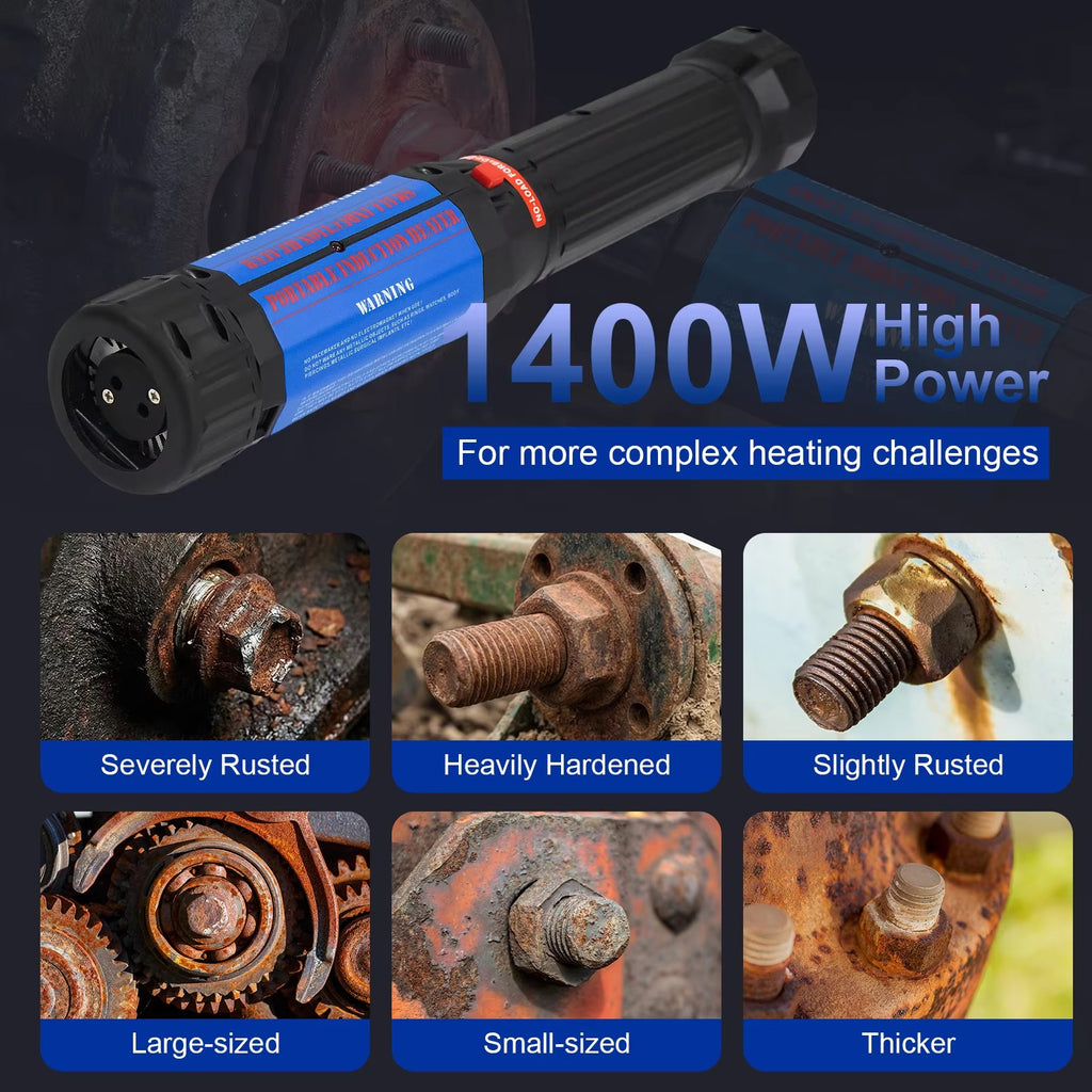 SIHAO 1400W Magnetic Induction Heater Kit, Handheld Nut Buster Tool for Rusty Screw Removing, Car Repair with 10 Coils & Box