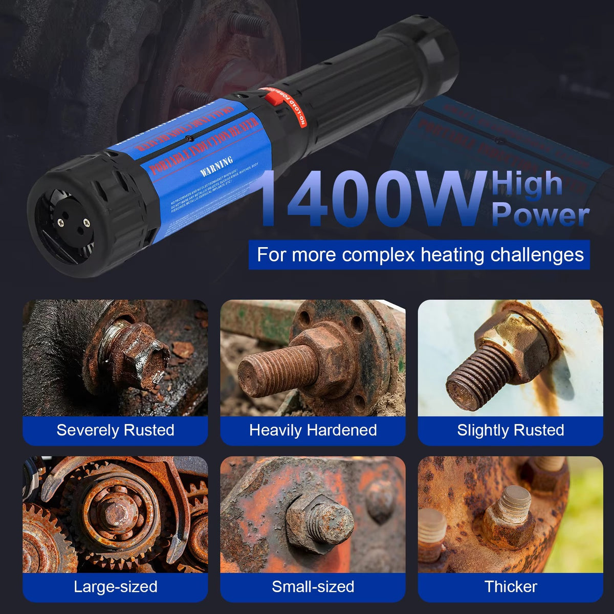 SIHAO 1400W Magnetic Induction Heater Kit, Handheld Nut Buster Tool for Rusty Screw Removing, Car Repair with 10 Coils & Box
