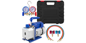 SIHAO Professional HVAC Vacuum Pump & Manifold Gauge Set — 25 Micron Deep Vacuum for  HVAC/Car AC Refrigerant Charging