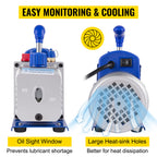 SIHAO Professional HVAC Vacuum Pump & Manifold Gauge Set — 25 Micron Deep Vacuum for  HVAC/Car AC Refrigerant Charging