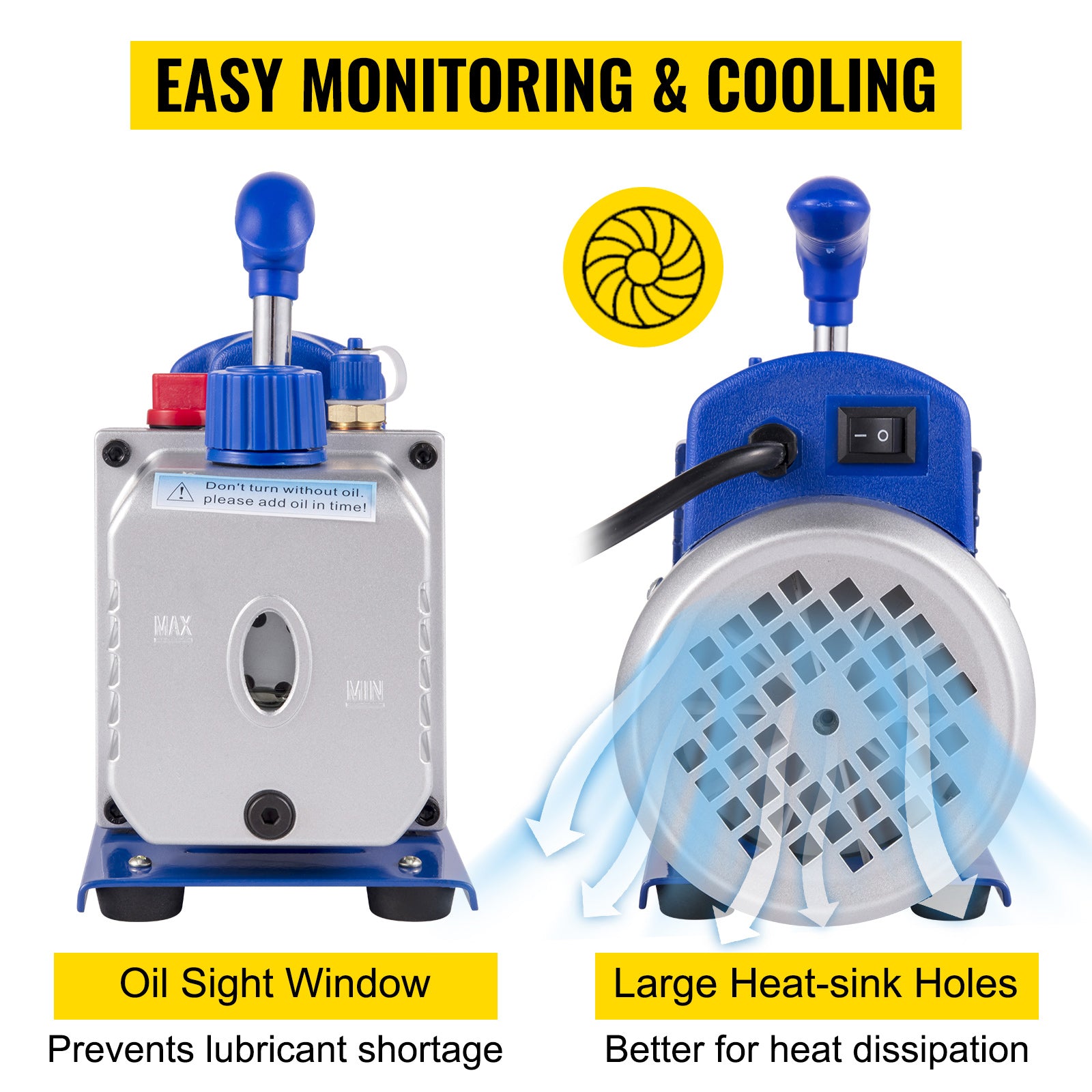 SIHAO Professional HVAC Vacuum Pump & Manifold Gauge Set — 25 Micron Deep Vacuum for  HVAC/Car AC Refrigerant Charging