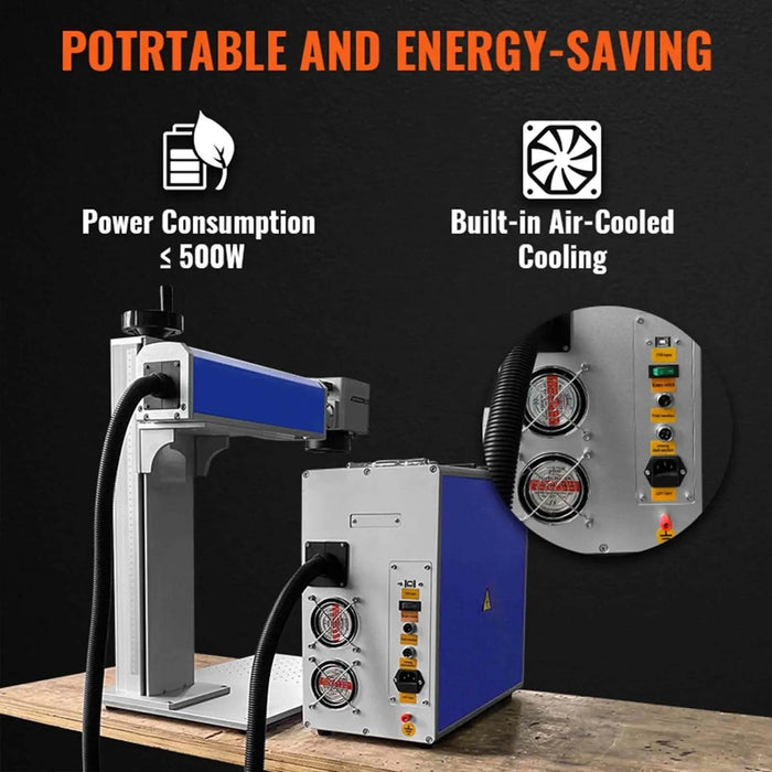 SIHAO 50W Split Fiber Laser & Marking Machine with Rotary Axis| Cutter (7.9"x7.9") working Area - SIHAOTEC Laser